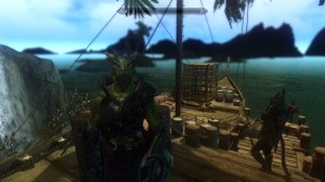 Teekus looking rather badass wearing Argonian Mercenary Armor