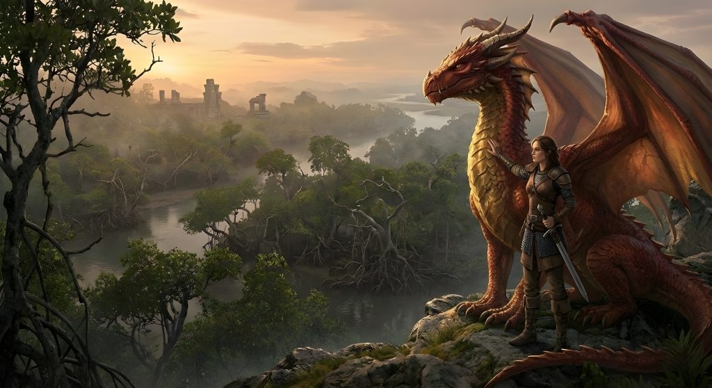 Rynn and Arokh overlook the Shadowmire swamp